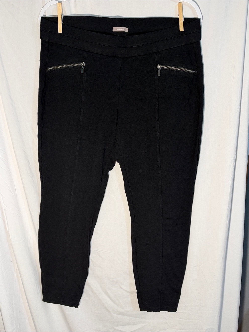 Maurices Black Cropped Ponte Pants with Zip Front Detail